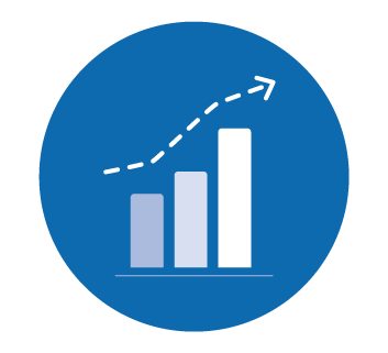 icon depicting am inclining bar graph 