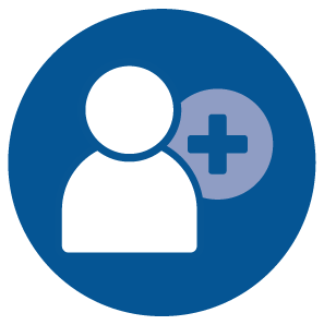icon of a person and a plus sign depicting additional resources