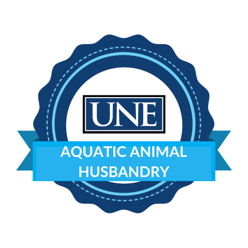 Graphic for the U N E badging program Aquatic Animal Husbandry