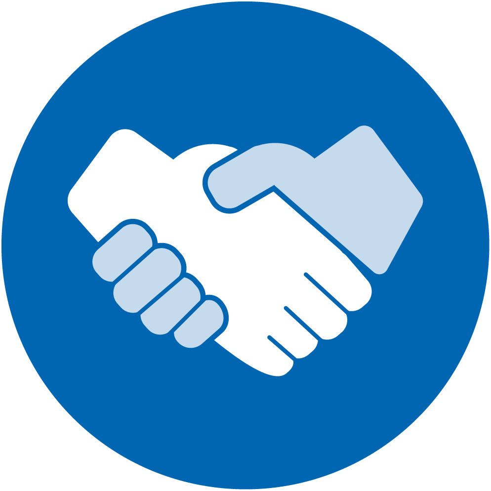 An icon of two hands shaking