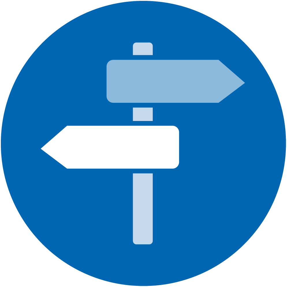 An icon of directional signs