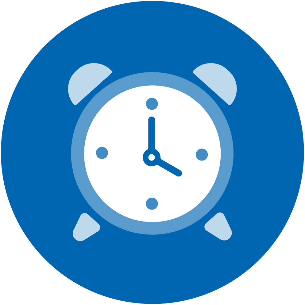 An icon of an old alarm clock