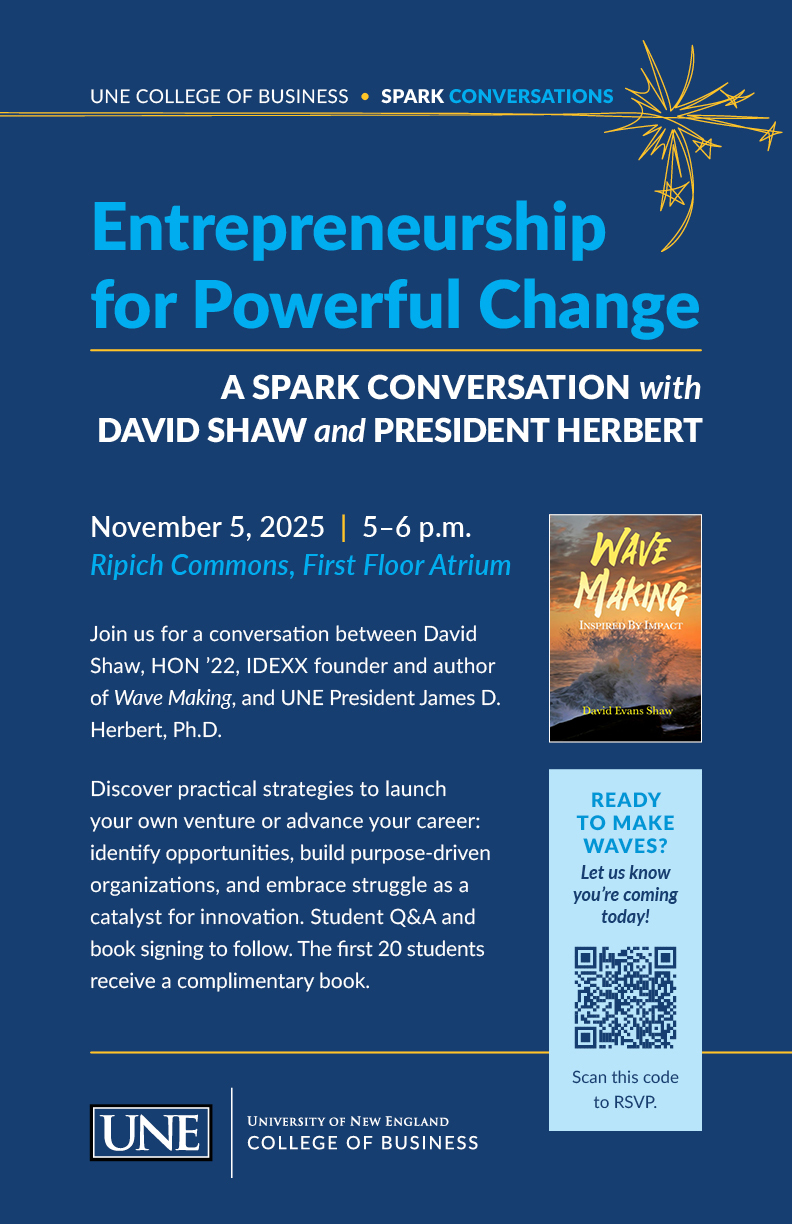 Poster of the announcement Spark Conversation Event, Entrepreneurship for Powerful Change