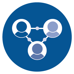 Illustration of three student avatars in circles connected by lines