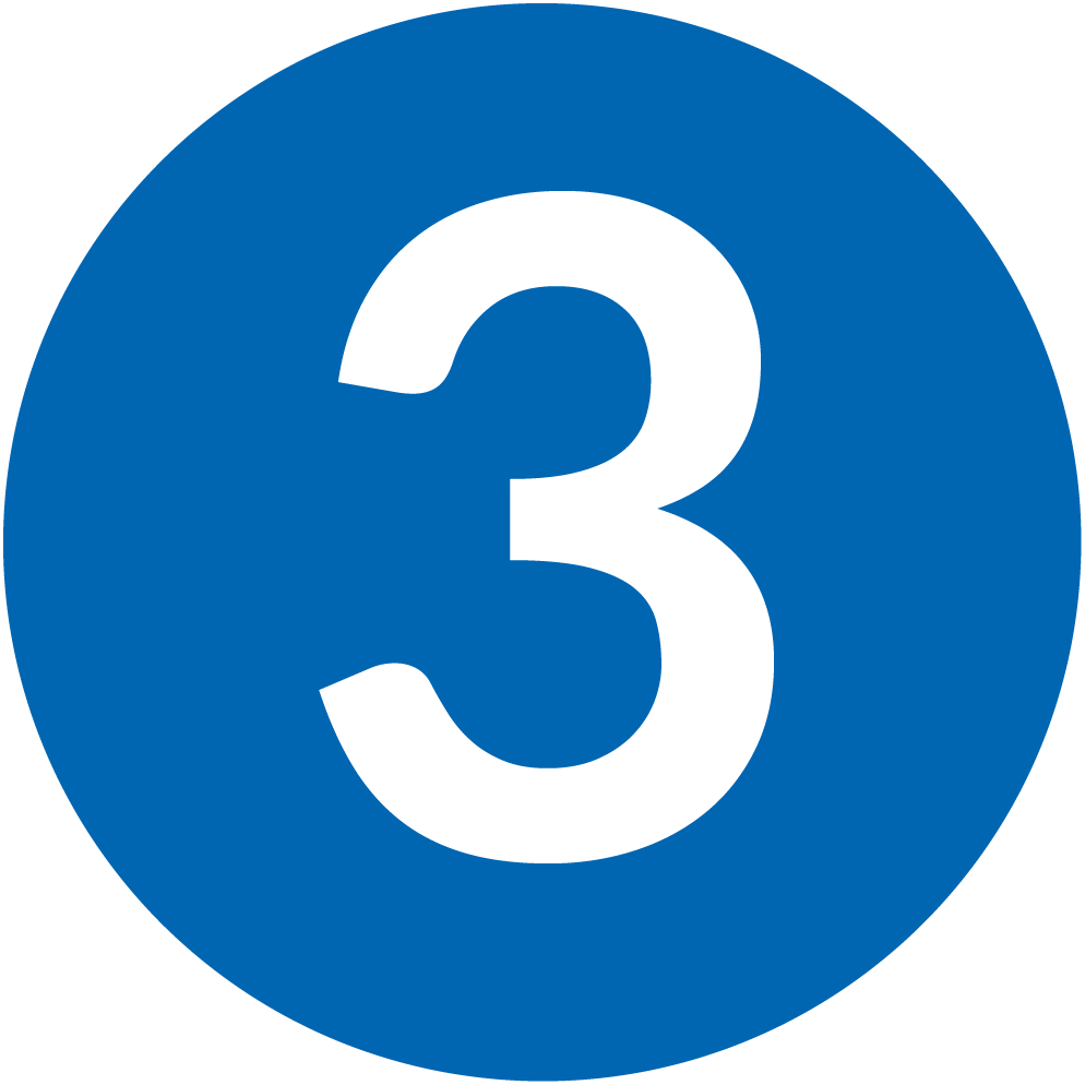 Icon of a blue circle with a white 3 in the center