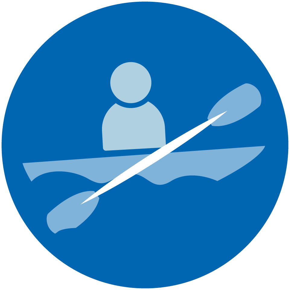 An illustration of an avatar kayaking