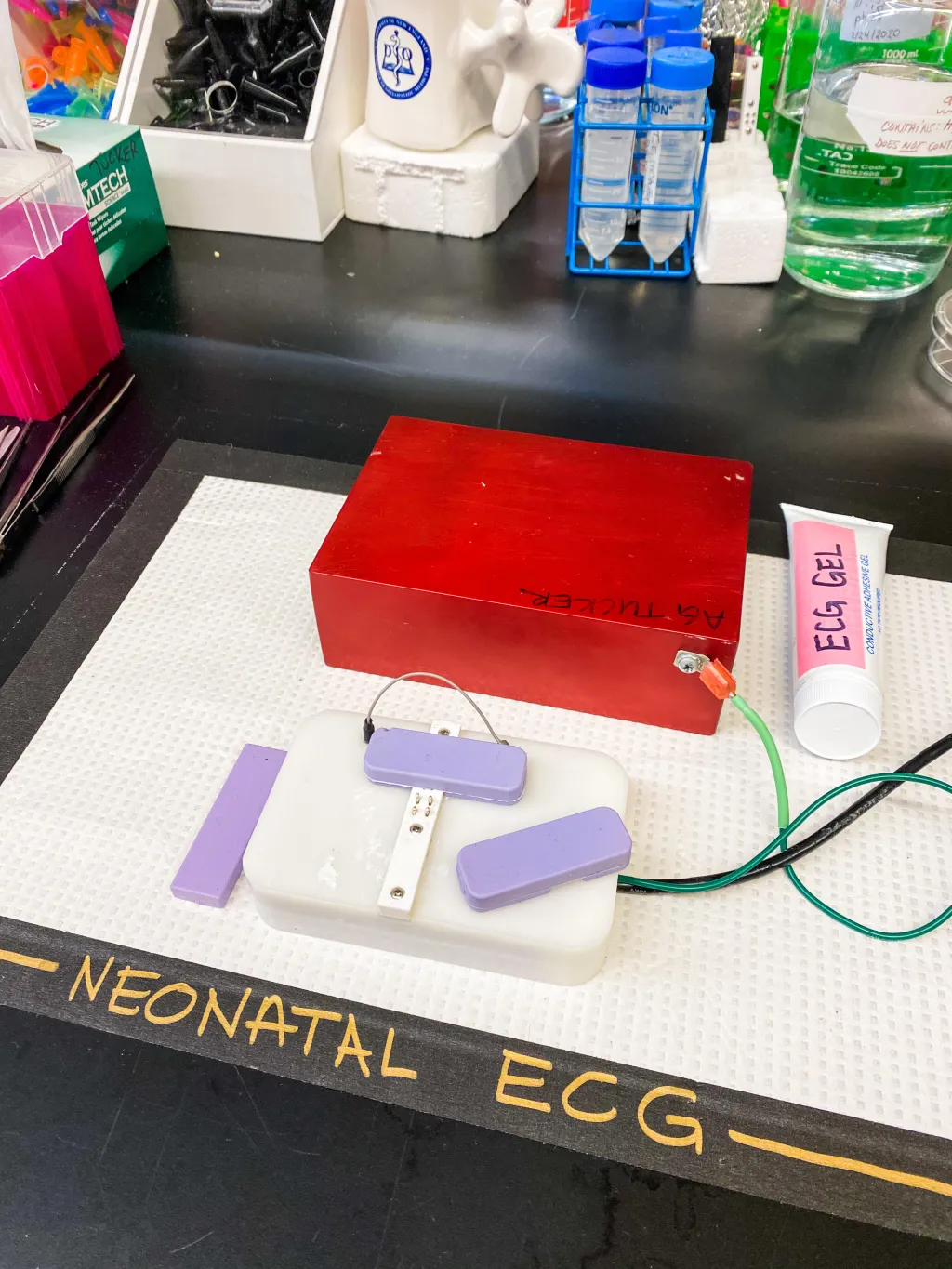 The system developed to take ECGs of neonatal mice pups.