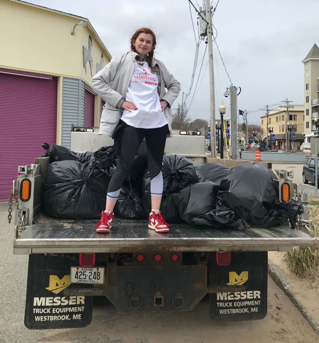 Kiara with beach trash
