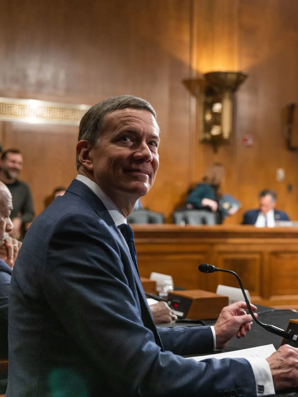 UNE President James Herbert in a Congressional chamber during testimony