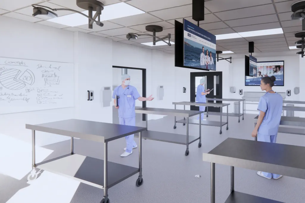 Rendering of the anatomy lab in the new Harold and Bibby Alfond Center for Health Sciences