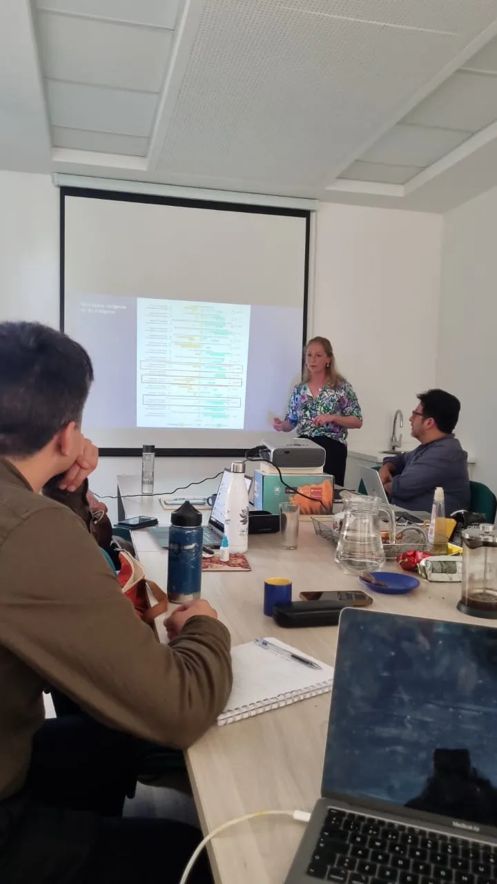 Sarah Ebel presents a research slideshow