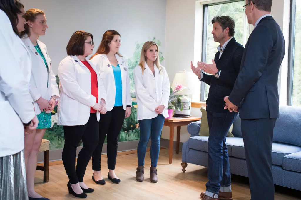 Dempsey spent time talking with the students about the center and its mission