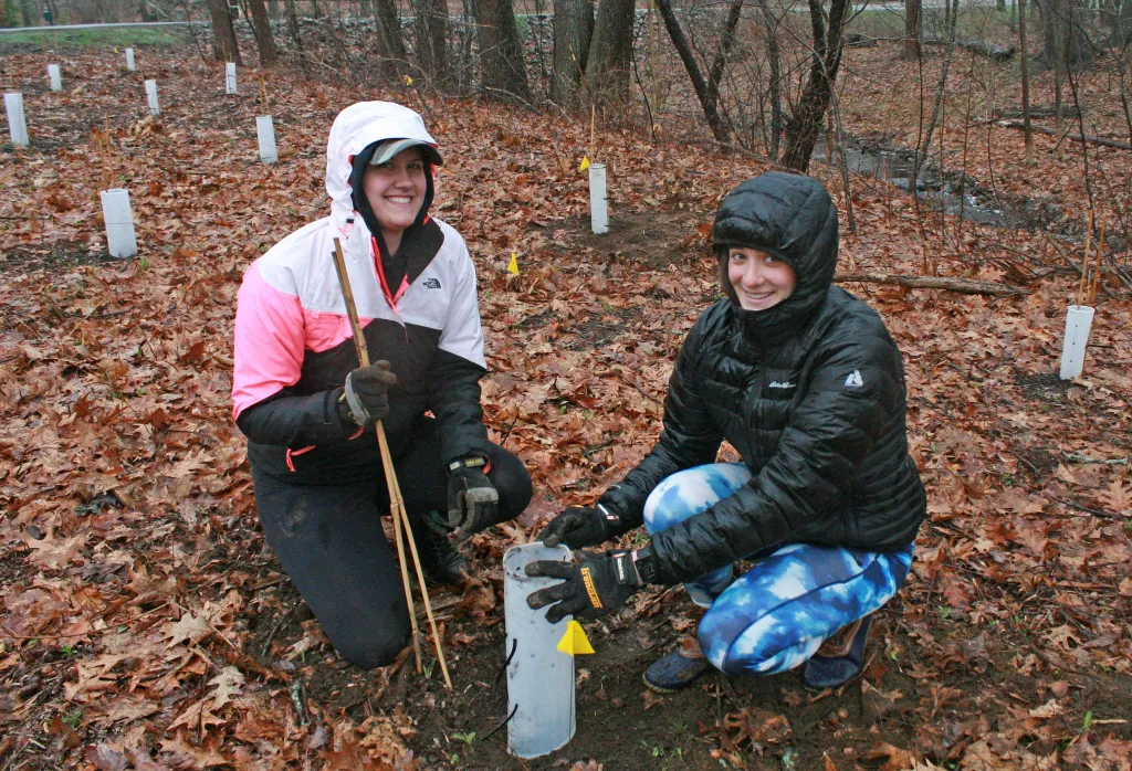 Karie Bilodeau and Michele Condon, students in Professor Tom Klak’s Ecological Restoration course