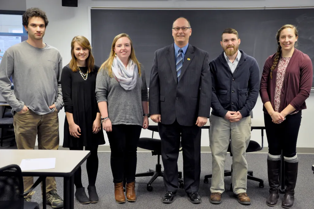 L-R: Matthew Scheuer, Abigail Hayne, Jennifer Lutes, Tom LeBlond, Michael Galloway and Michelle Dufault