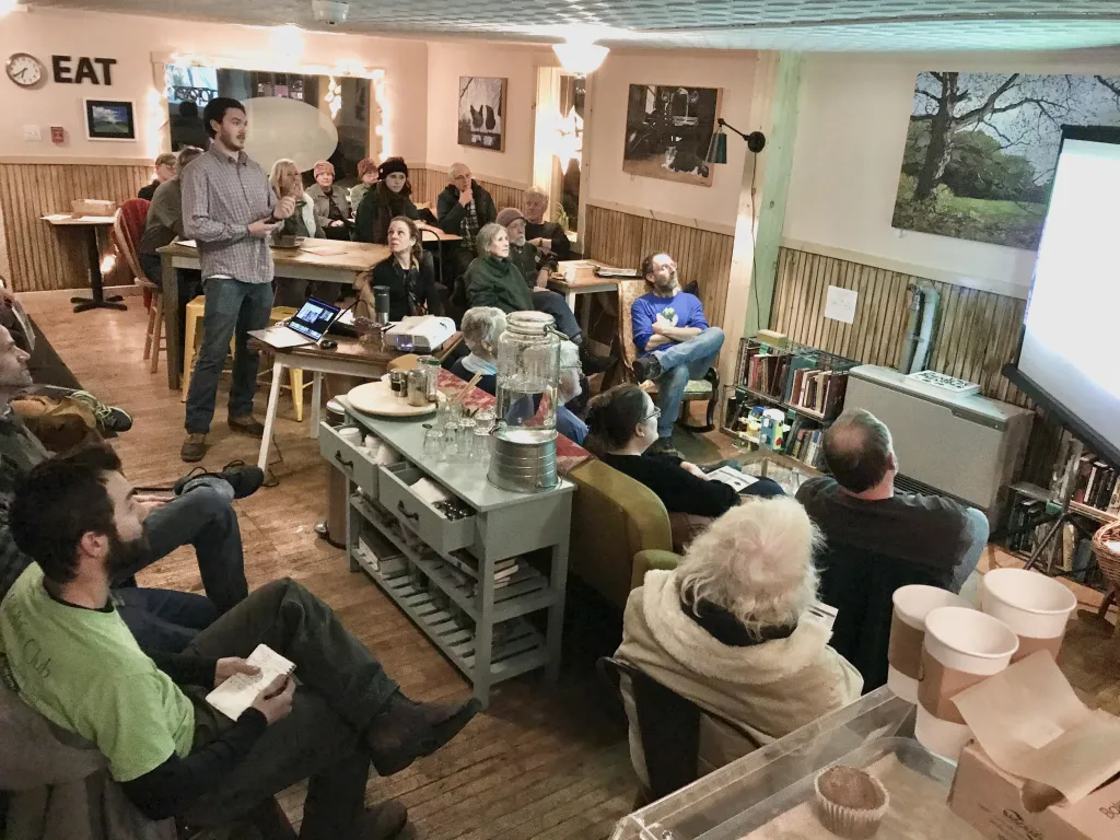 UNE student Andrew Grammas recently made a presentation to members of the Sebasticook Regional Land Trust