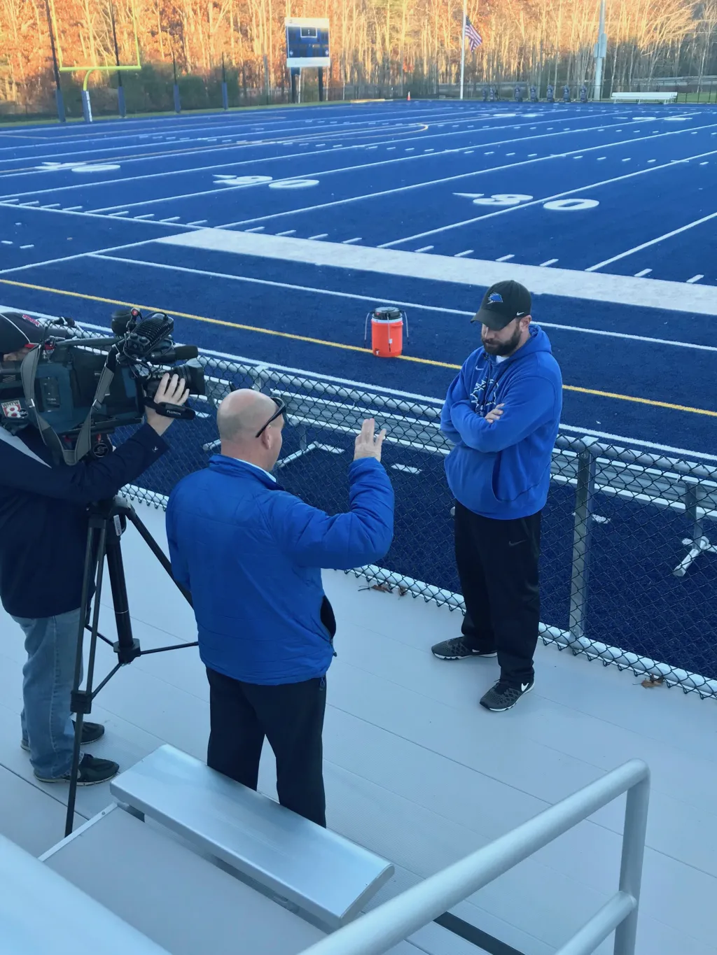 WMTW's Travis Lee interviews UNE head football coach Mike Lichten