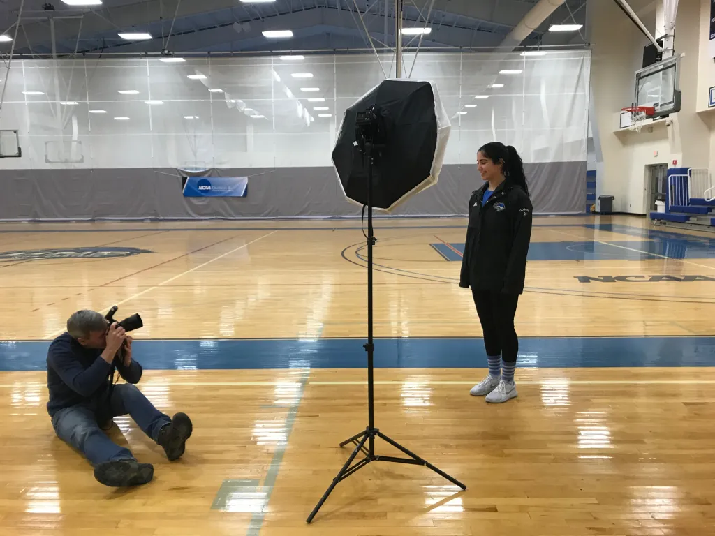 Press Herald photographer Greg Rec captured photos of Andrea Gosper inside the Alfond Forum gym