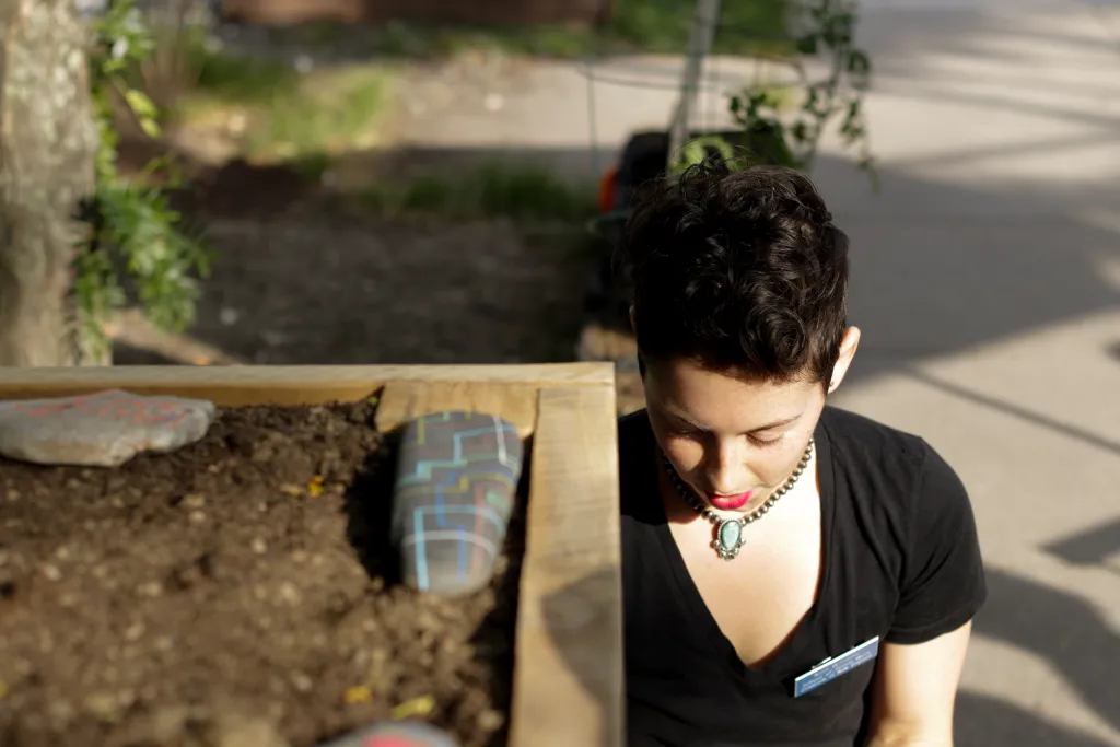 Nina Williams (Social Work, '19) helped organize an intergenerational garden in Portland