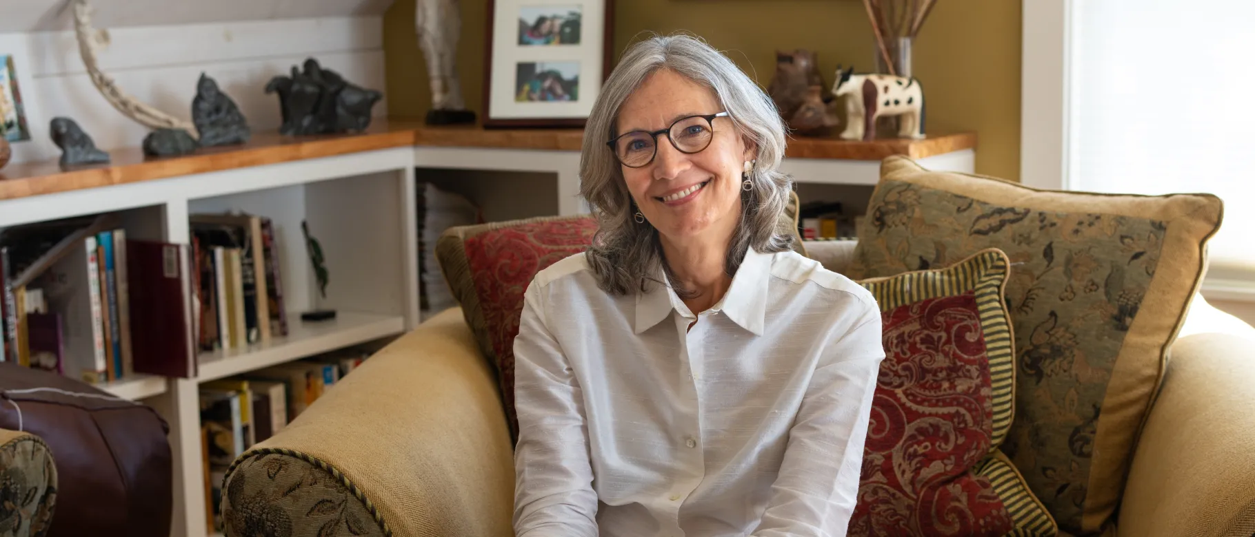 UNE's Michele Polacsek poses for a photo at her home