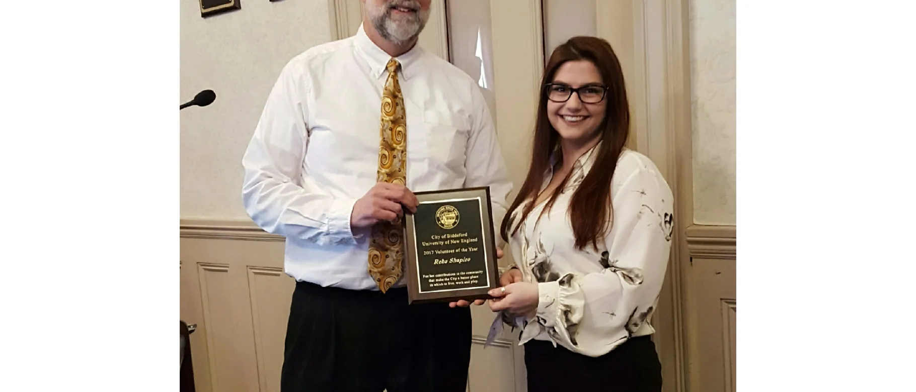 Reba Shapiro and Biddeford Mayor Alan Casavant