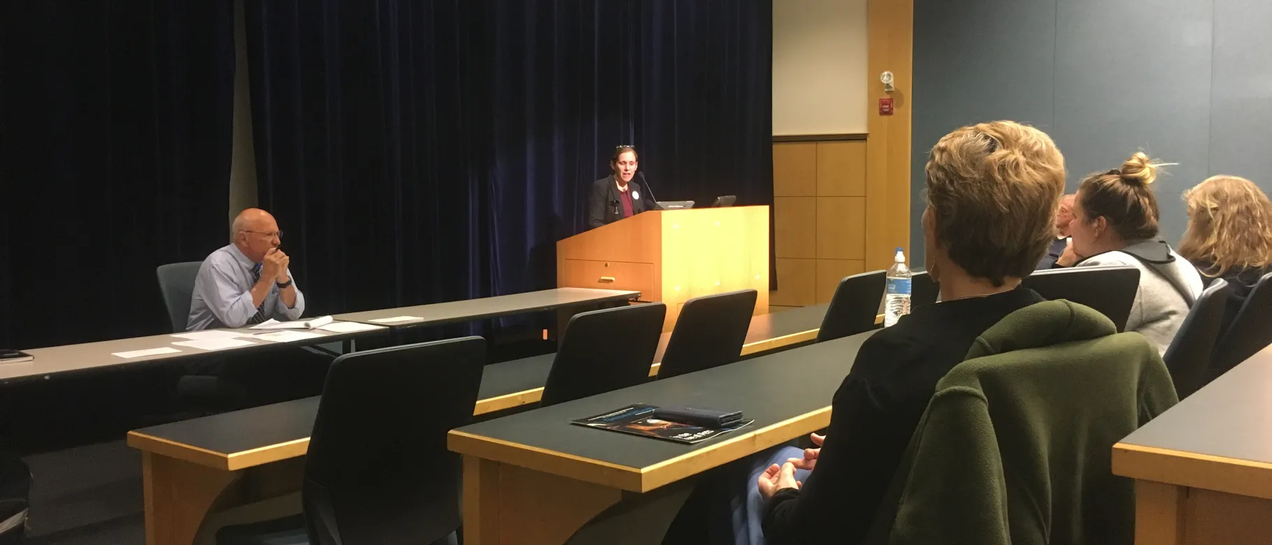 Robyn Merrill speaks at the UNE forum on Medicaid reform
