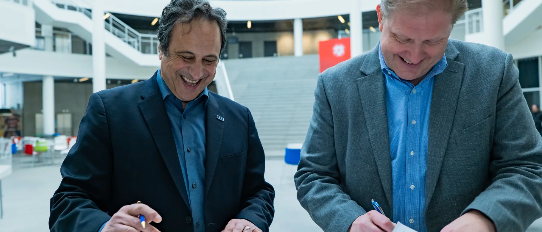 Anouar Majid, Ph.D., UNE vice president for Global Affairs, and Ari Kristinn Jonsson, Ph.D., president of Reykjavik University