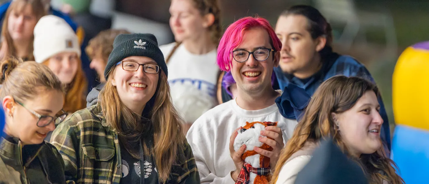 A group of students smiling