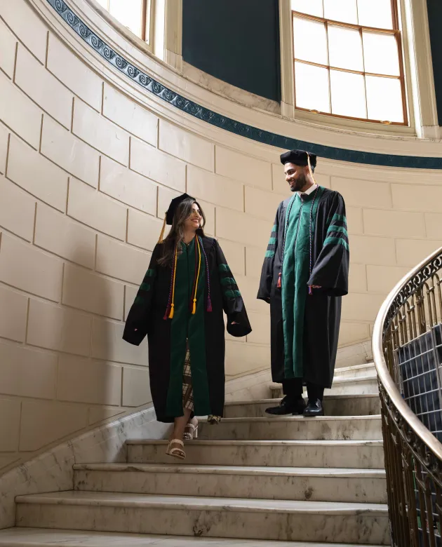 Hafsa and Hammad Sadiq pose for a photo inside Portland City Hall