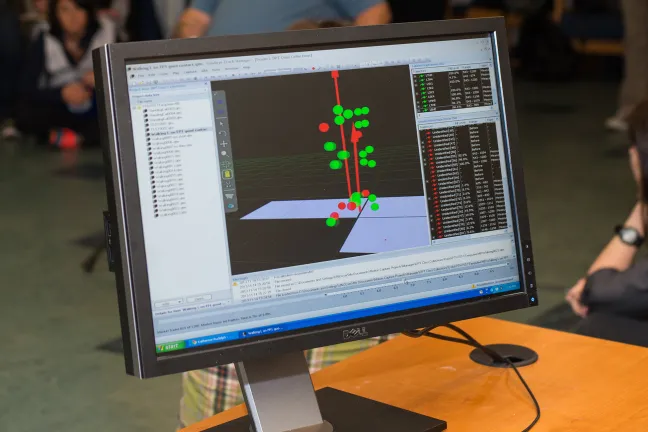 photo of a computer screen displaying a motion analysis program