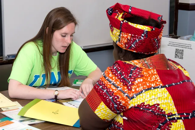a student asks a patient questions