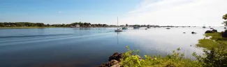 View of the water and boats from the biddeford campus