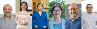 A composite image of six faculty portraits