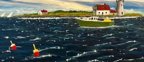 Work by artist Kathy Schoyer on display at UNE Campus Center through January 19 