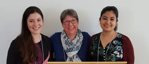 Mira D'Amato, Elizabeth DeWolfe and Jessica Olmeda at the New England Historical Association conference