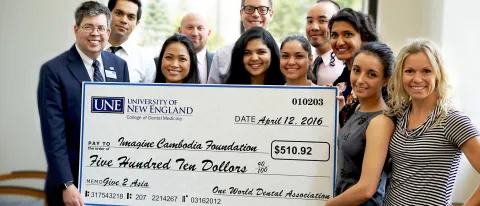 UNE student and faculty members of the One World Dental Association with Theary Leng, President of Imagine Cambodia