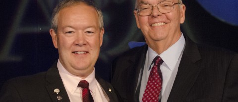 American Osteopathic Association President Boyd R. Buser, D.O., and AACOM President and CEO Stephen C. Shannon, D.O., M.P.H.