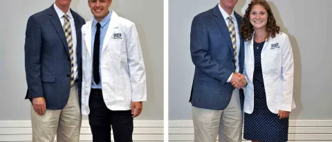 Cameron Vaillie and Megan Burns with Department of Physical Therapy Interim Program Director Jim Cavanagh