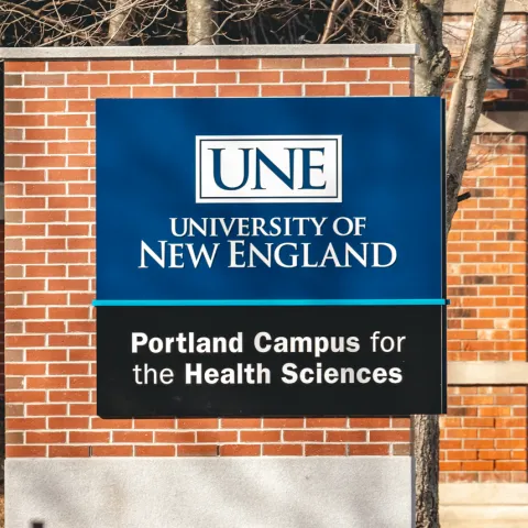 Photo of UNE Portland Campus for the Health Sciences sign